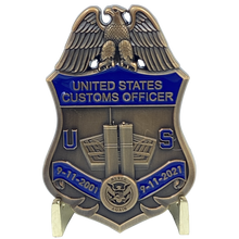 Load image into Gallery viewer, CL14-13 U.S. Customs Service September 11th 9/11 Commemorative 20th Anniversary Memorial Shield Treasury Inspector &amp; CBP Officer
