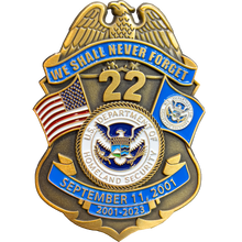 Load image into Gallery viewer, BL3-021 CBP BPA FAM HSI FEMA FPS Officer Agent September 11th 9/11 Commemorative 22nd Anniversary Memorial Shield Honor First