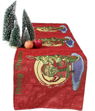 Load image into Gallery viewer, DaDa Bedding Red Santa Claus Christmas Tree Woven Tapestry Dining Table Runner (17615)