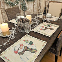 Load image into Gallery viewer, DaDa Bedding Set of 4-Pieces Magical Snowman Holiday Tapestry Placemats 13” x 19” (9733)