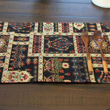 Load image into Gallery viewer, DaDalogy Bedding Set of 4-Pieces Dark Noir Mughal Floral Botanical Vintage Fleur Tapestry Placemats 13” x 19” (18197)