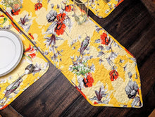 Load image into Gallery viewer, DaDalogy Bedding Sunshine Yellow Floral Vintage Hummingbirds Garden Table Runner (925)