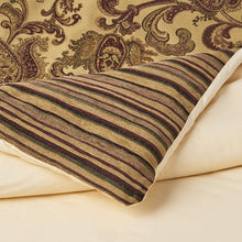 Load image into Gallery viewer, Tache Chenille Elegant Paisley Striped Brown Burgundy Exotic Blooms Comforter Set With Zipper Cover (BM14224)