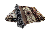 Load image into Gallery viewer, DaDa Bedding Elegant Tapestry Throw Blanket, Golden Persian Style Rug Ornate Floral - 50” x 60” (7175)