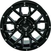 Load image into Gallery viewer, QuadBoss, QuadBoss Barbwire 14x7 - 4+3 - 4/156 Milled Aluminum Wheel with Black Center Caps