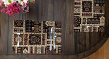 Load image into Gallery viewer, DaDalogy Bedding Set of 4-Pieces Dark Noir Mughal Floral Botanical Vintage Fleur Tapestry Placemats 13” x 19” (18197)