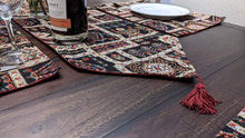 Load image into Gallery viewer, DaDalogy Bedding Elegant Woven Mughal Floral Tapestry Table Runner, Dark Noir Botanical Vintage Fleur (18197)