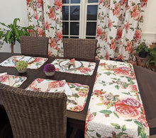 Load image into Gallery viewer, DaDa Bedding Set of 4-Pieces Romantic Roses Pink Floral Quilted Dining Placemats 13” x 19” (879)