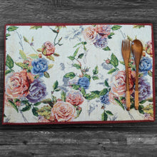 Load image into Gallery viewer, DaDa Bedding Set of 4-Pieces Vintage Romantic Roses Lovely Pink Floral Tapestry Placemats 13” x 19” (879)