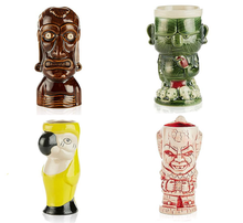 Load image into Gallery viewer, Ceramic Hawaiian Luau Tiki Mug Set of 4