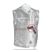 Load image into Gallery viewer, Men's Blue Denim Motorcycle Vest with Lace &amp; Pockets