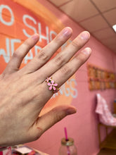 Load image into Gallery viewer, Pink Flower Trio Titanium Ring