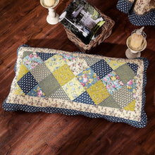 Load image into Gallery viewer, Tache Spring Shower Olive Green Navy Blue Floral Scalloped Cotton Patchwork Quilt Set (DXJ10077)