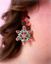 Load image into Gallery viewer, Holiday Beaded Snowflake Earrings