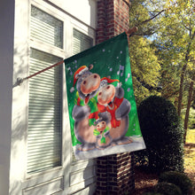 Load image into Gallery viewer, Hippo Family Caroling Flag Canvas House Size AAH7195CHF