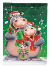 Load image into Gallery viewer, Hippo Family Caroling Flag Canvas House Size AAH7195CHF