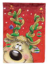 Load image into Gallery viewer, Comic Reindeer with Decorated Antlers Garden Flag – Decorative Outdoor Yard Flag AAH7206GF