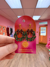Load image into Gallery viewer, Holiday Wreath Earrings