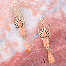 Load image into Gallery viewer, Albie Orange Sponge Coral and Golden Drop Earrings