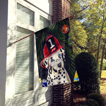 Load image into Gallery viewer, Fire Fighter Christmas Dalmatian Flag Canvas House Size AMB1317CHF