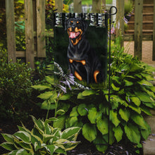 Load image into Gallery viewer, Backwoods Companion Rottweiler Garden Flag - Outdoor Decorative Yard Flag