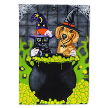Load image into Gallery viewer, Brewing up Trouble Halloween Dachshund Flag Canvas House Size AMB1434CHF