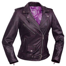 Load image into Gallery viewer, Violet Vixen Women’s Leather Motorcycle Jacket