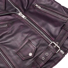 Load image into Gallery viewer, Violet Vixen Women’s Leather Motorcycle Jacket