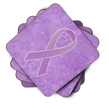 Load image into Gallery viewer, Lavender Ribbon for All Cancer Awareness Coasters - Set of 4 Lightweight Foam, Absorbent Drink Coasters AN1200FC