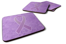 Load image into Gallery viewer, Lavender Ribbon for All Cancer Awareness Coasters - Set of 4 Lightweight Foam, Absorbent Drink Coasters AN1200FC