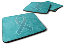 Load image into Gallery viewer, Teal Ribbon for Ovarian Cancer Awareness Coasters - Set of 4 Lightweight Foam, Absorbent Drink Coasters AN1201FC