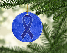 Load image into Gallery viewer, Dark Blue Ribbon for Colon Cancer Awareness Ceramic Ornament AN1202CO1
