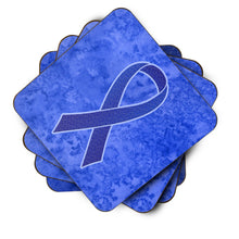 Load image into Gallery viewer, Dark Blue Ribbon for Colon Cancer Awareness Coasters - Set of 4 Lightweight Foam, Absorbent Drink Coasters AN1202FC