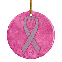 Load image into Gallery viewer, Pink Ribbon for Breast Cancer Awareness Ceramic Ornament AN1205CO1