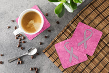 Load image into Gallery viewer, Pink Ribbon for Breast Cancer Awareness Coasters - Set of 4 Lightweight Foam, Absorbent Drink Coasters AN1205FC