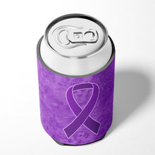 Load image into Gallery viewer, Purple Ribbon for Pancreatic and Leiomyosarcoma Cancer Awareness Can or Bottle Hugger AN1207CC