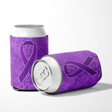 Load image into Gallery viewer, Purple Ribbon for Pancreatic and Leiomyosarcoma Cancer Awareness Can or Bottle Hugger AN1207CC