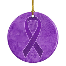 Load image into Gallery viewer, Purple Ribbon for Pancreatic and Leiomyosarcoma Cancer Awareness Ceramic Ornament AN1207CO1