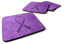 Load image into Gallery viewer, Purple Ribbon for Pancreatic and Leiomyosarcoma Cancer Awareness Coasters - Set of 4 Lightweight Foam, Absorbent Drink Coasters AN1207FC