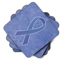 Load image into Gallery viewer, Periwinkle Blue Ribbon for Esophageal and Stomach Cancer Awareness Coasters - Set of 4 Lightweight Foam, Absorbent Drink Coasters AN1208FC