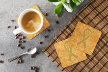 Load image into Gallery viewer, Gold Ribbon for Childhood Cancers Awareness Coasters - Set of 4 Lightweight Foam, Absorbent Drink Coasters AN1209FC