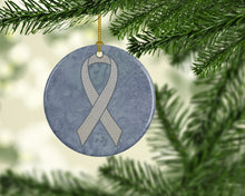 Load image into Gallery viewer, Clear Ribbon for Lung Cancer Awareness Ceramic Ornament AN1210CO1