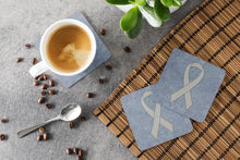 Load image into Gallery viewer, Clear Ribbon for Lung Cancer Awareness Coasters - Set of 4 Lightweight Foam, Absorbent Drink Coasters AN1210FC