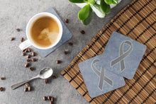 Load image into Gallery viewer, Grey Ribbon for Brain Cancer Awareness Coasters - Set of 4 Lightweight Foam, Absorbent Drink Coasters AN1211FC