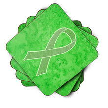 Load image into Gallery viewer, Lime Green Ribbon for Lymphoma Cancer Awareness Coasters - Set of 4 Lightweight Foam, Absorbent Drink Coasters AN1212FC