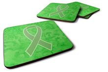 Load image into Gallery viewer, Lime Green Ribbon for Lymphoma Cancer Awareness Coasters - Set of 4 Lightweight Foam, Absorbent Drink Coasters AN1212FC