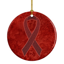 Load image into Gallery viewer, Burgundy Ribbon for Multiple Myeloma Cancer Awareness Ceramic Ornament AN1214CO1