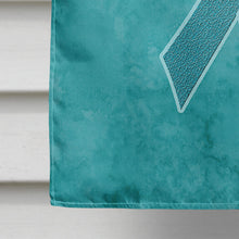Load image into Gallery viewer, Teal and White Ribbon for Cervical Cancer Awareness Flag Canvas House Size AN1215CHF