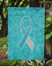 Load image into Gallery viewer, Teal and White Ribbon for Cervical Cancer Awareness Garden Flag – Inspirational Outdoor Support Decor