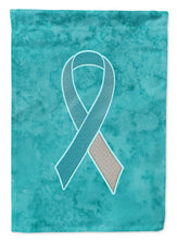 Load image into Gallery viewer, Teal and White Ribbon for Cervical Cancer Awareness Garden Flag – Inspirational Outdoor Support Decor
